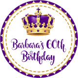 Personalized purple crown party favor label