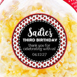 Personalized red and black ladybug birthday sticker