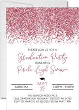 Personalized rose gold graduation invitation with confetti design