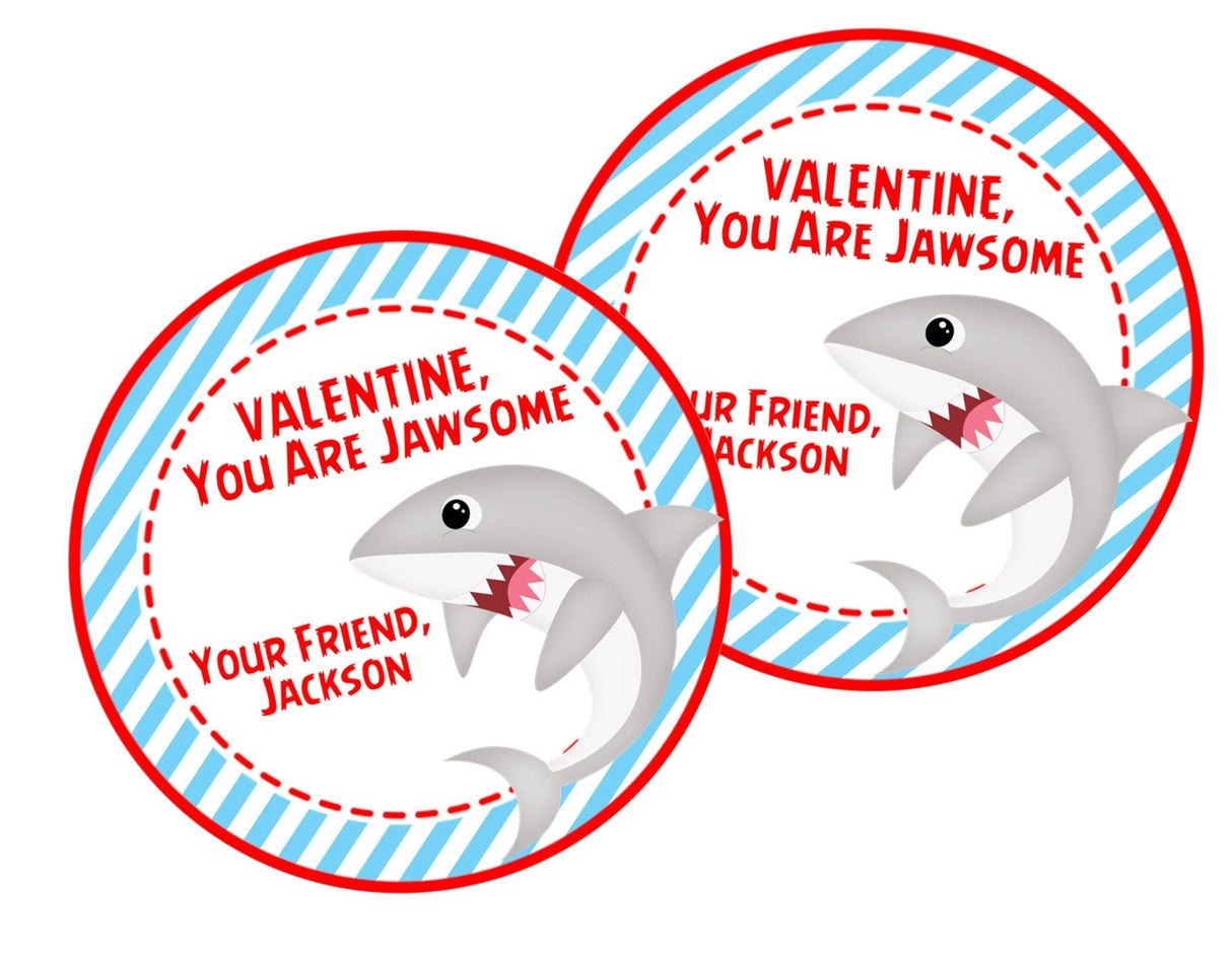 Personalized shark Valentine favor label