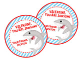 Personalized shark Valentine favor label