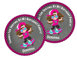 Personalized skater girl birthday favor label