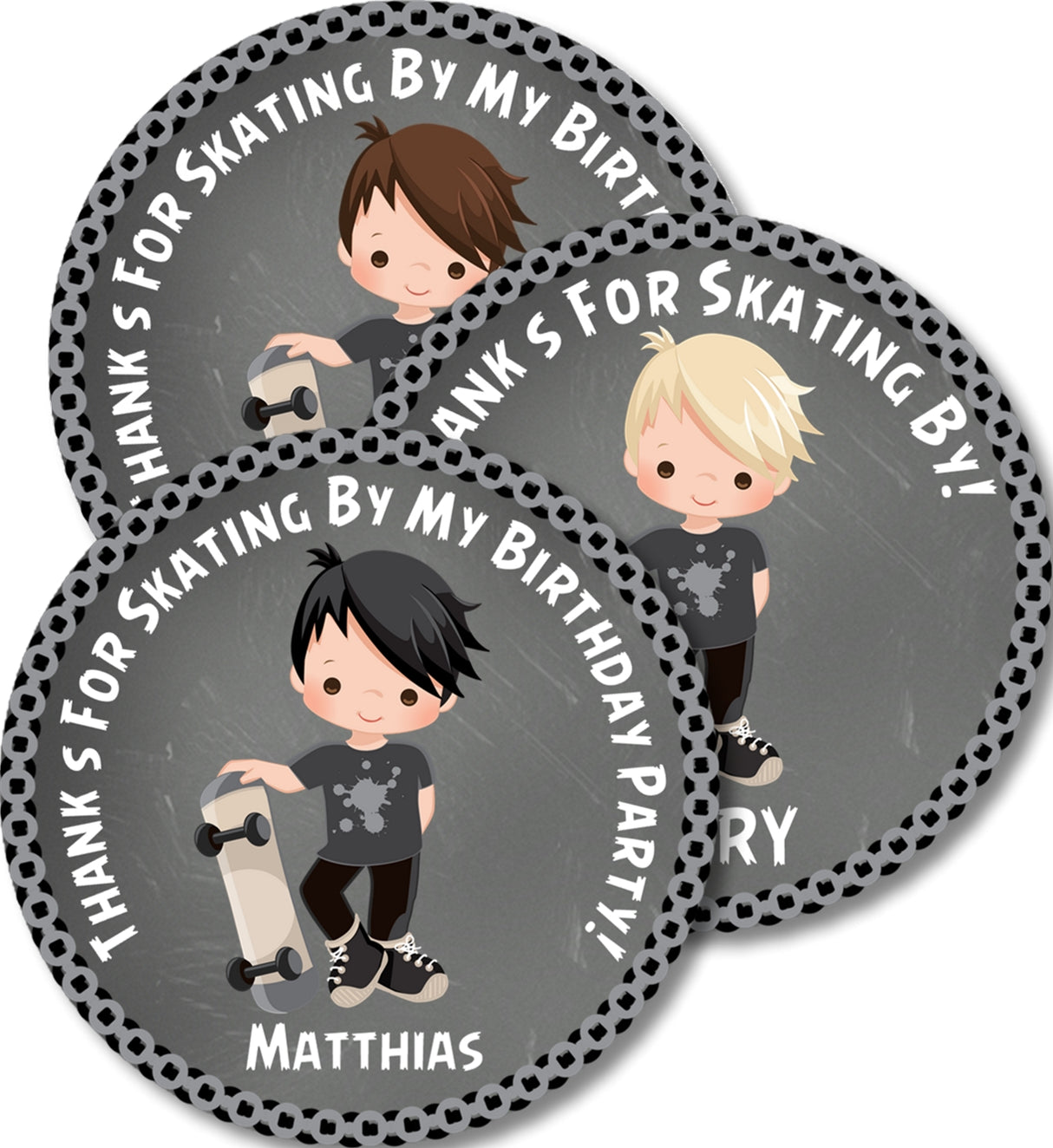 Personalized skater party sticker design