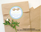 Personalized sloth baby shower sticker for twin boys