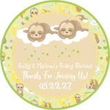 Personalized sloth twins favor label