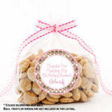 Personalized thank-you sticker with ice cream cone and polka dot border