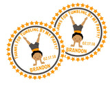 Personalized tumbling birthday label for boys