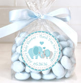 Personalized turquoise elephant baby shower stickers