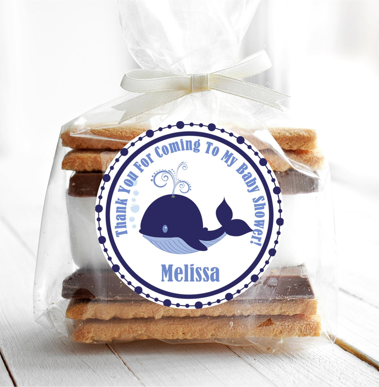 Personalized whale sticker for boy baby shower