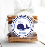 Personalized whale sticker for boy baby shower