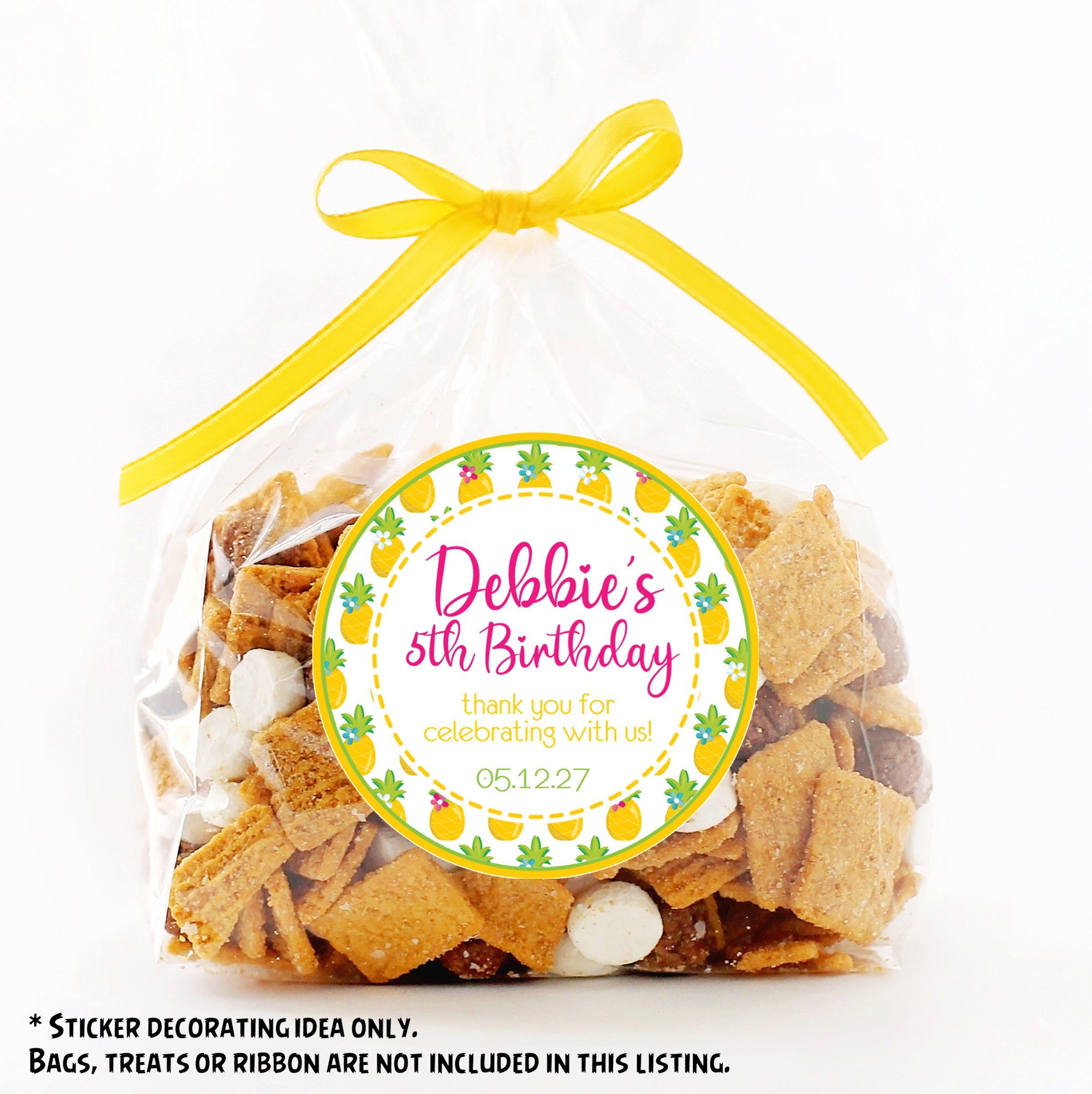 Pineapple Birthday Party Stickers Or Favor Tags