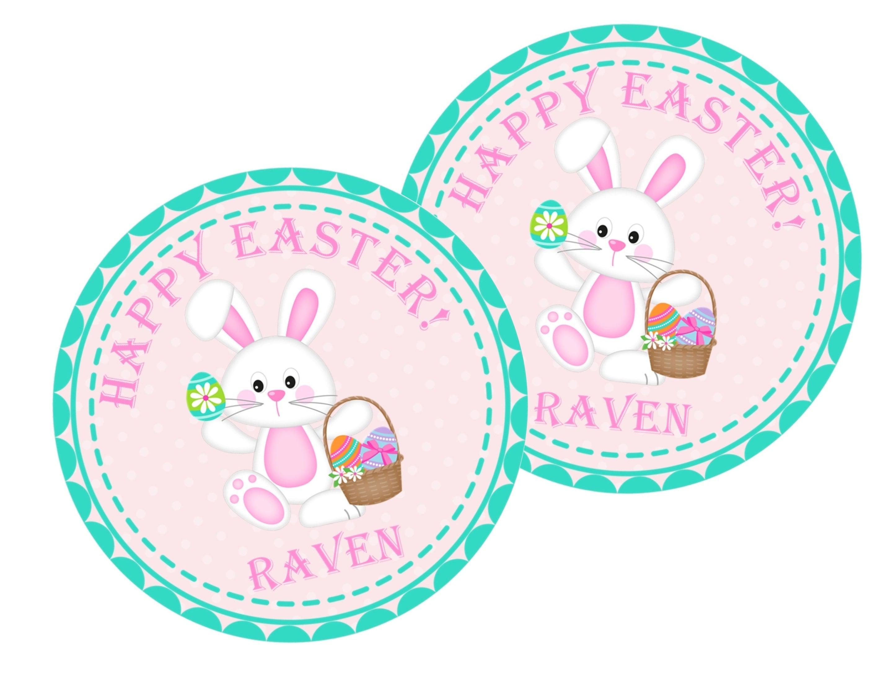 Pink And Blue Easter Bunny Stickers