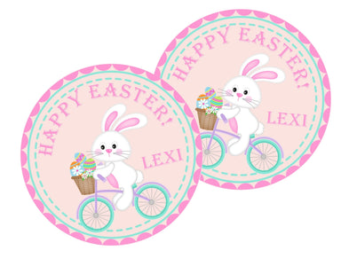 Pink And Blue Easter Bunny Stickers