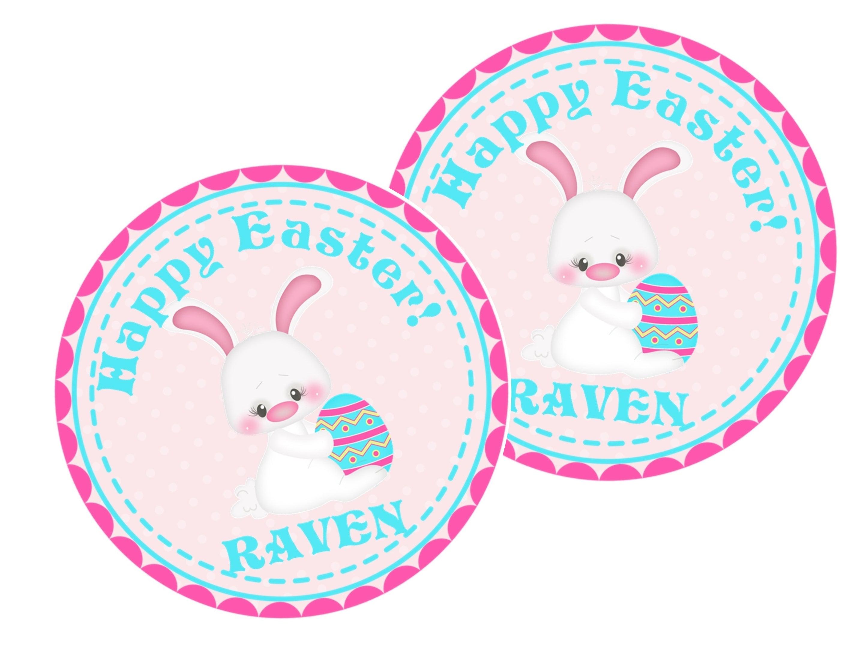 Pink And Blue Easter Bunny Stickers