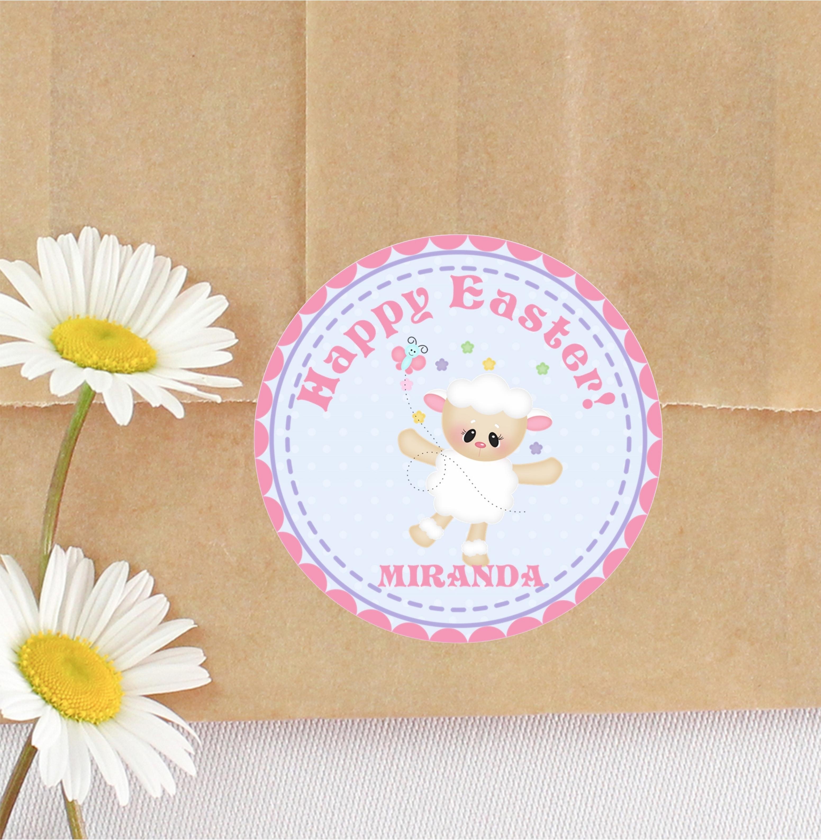 Pink And Blue Sheep Easter Stickers