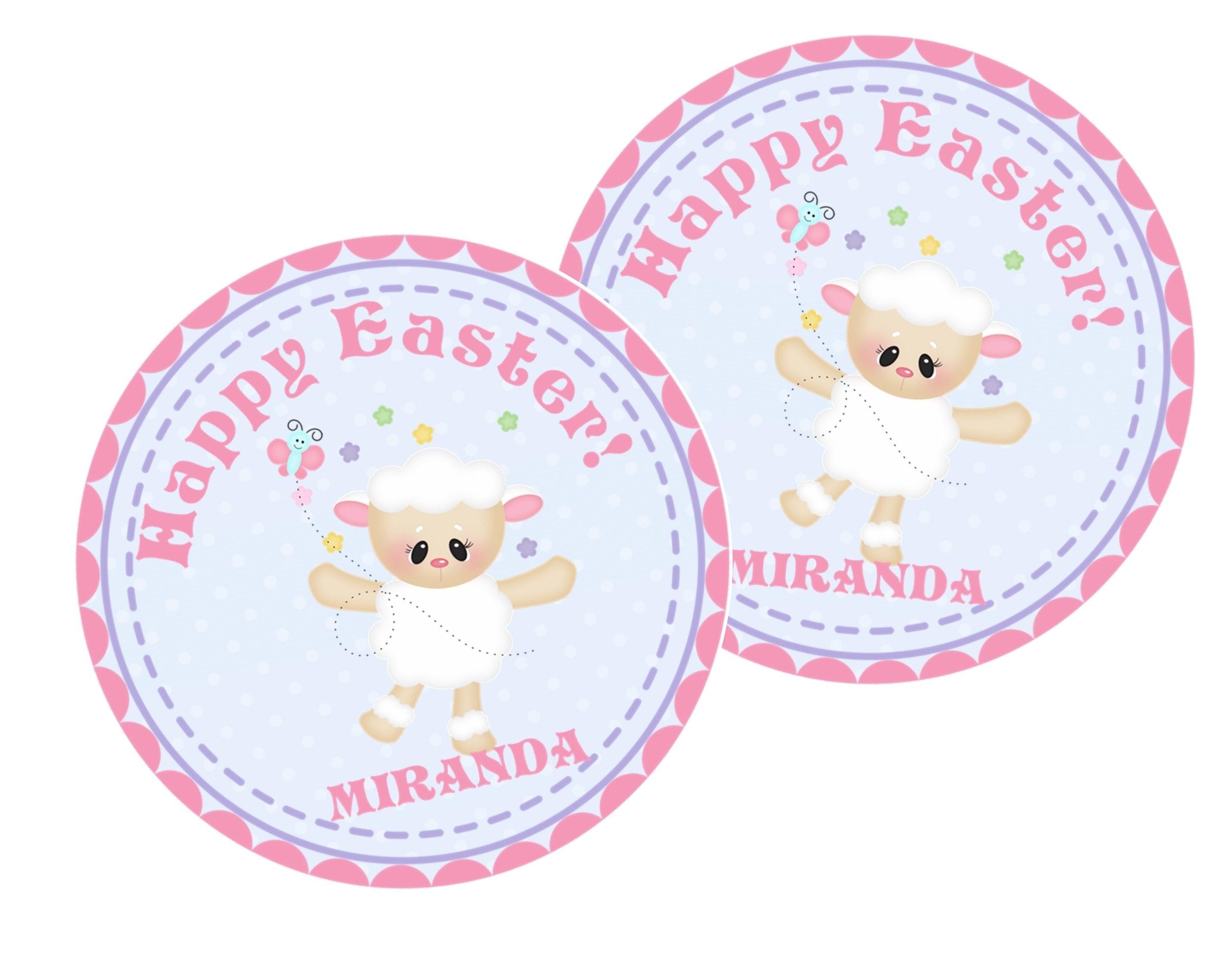 Pink And Blue Sheep Easter Stickers