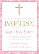 Pink And Gold Baptism Invitations