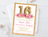 Pink And Gold Teen Birthday Party Invitations
