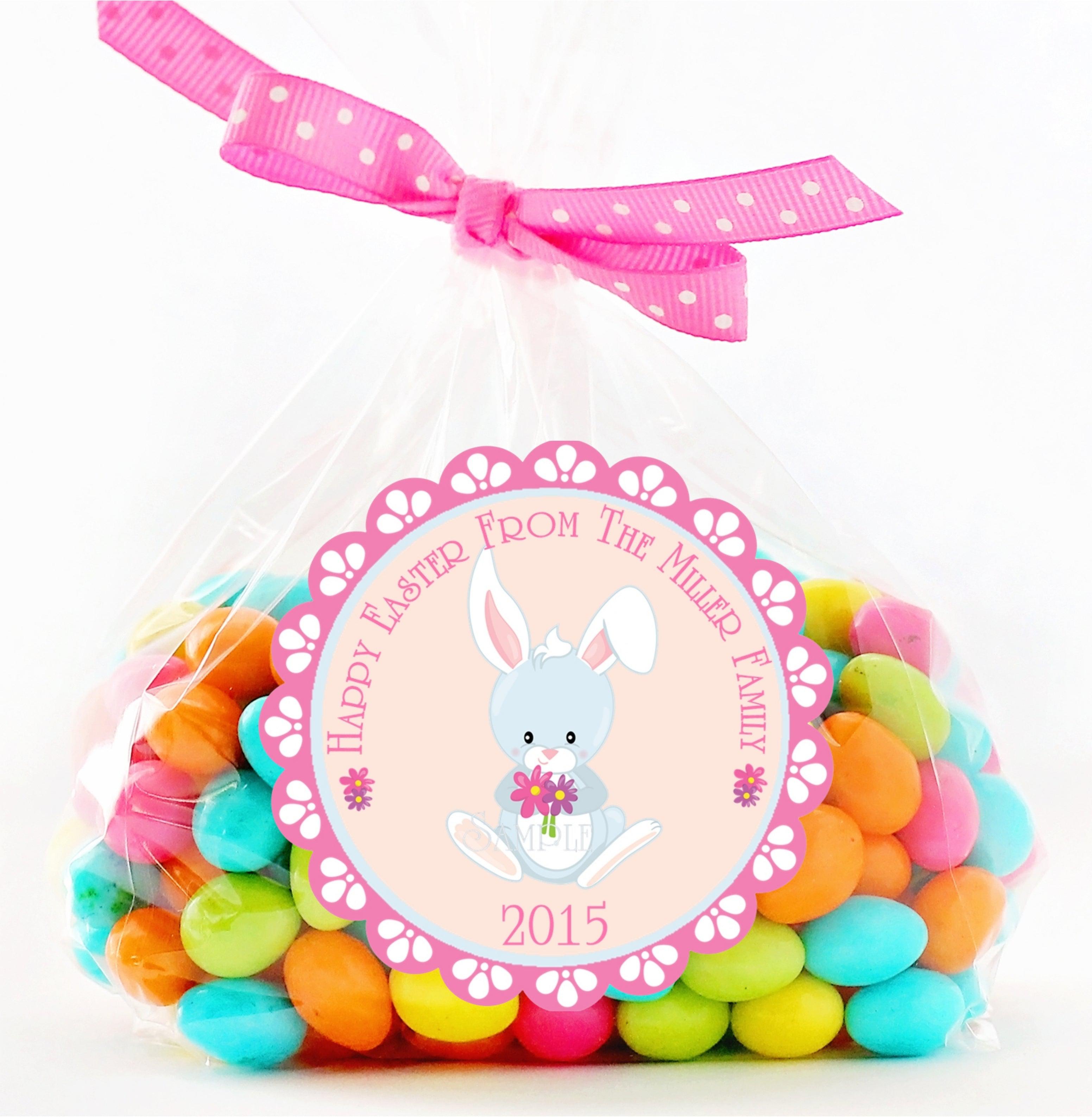 Pink And Grey Easter Bunny Stickers