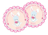 Pink And Grey Easter Bunny Stickers