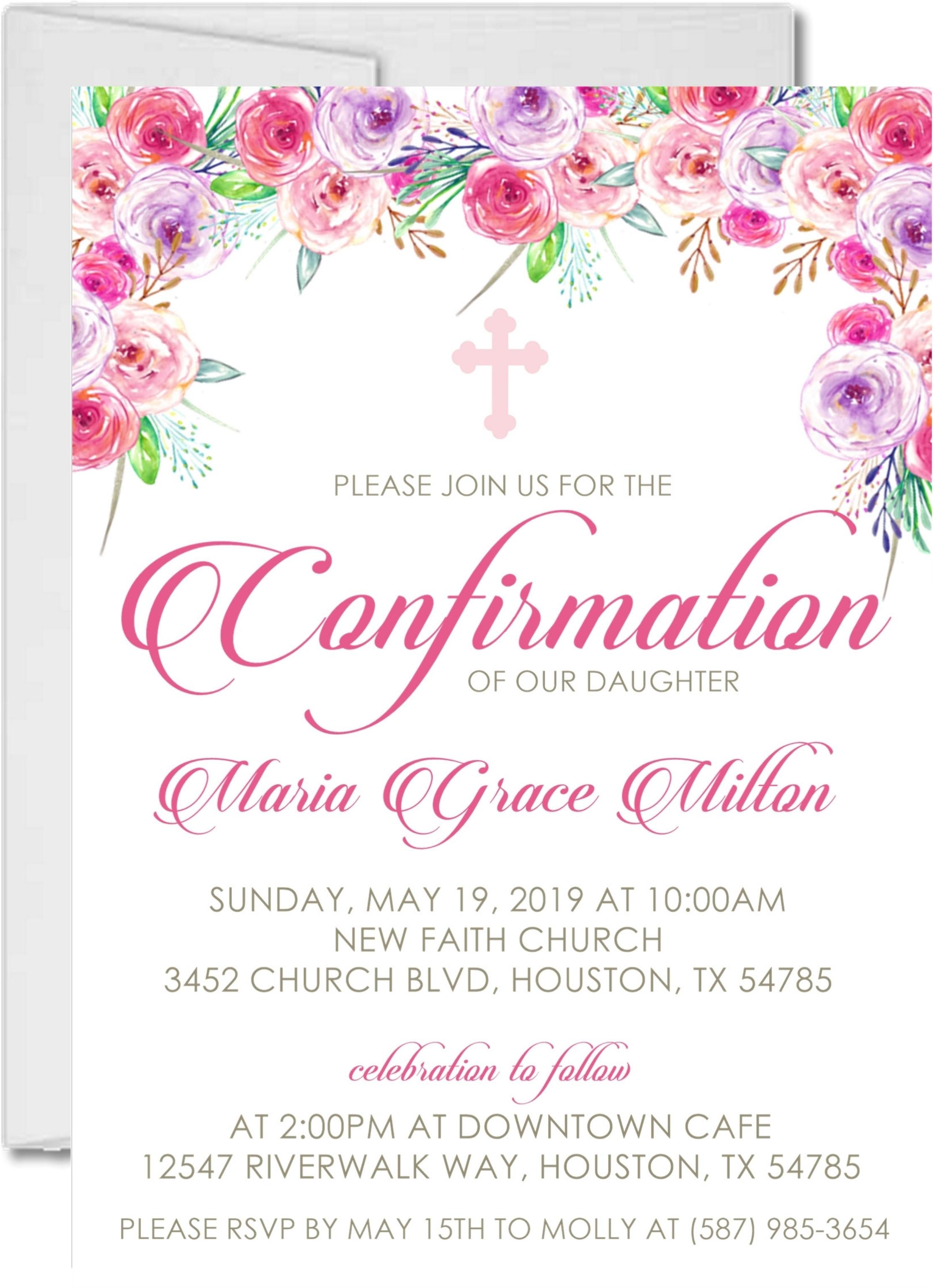 Pink And Purple Confirmation Invitations