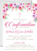 Pink And Purple Confirmation Invitations
