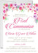 Pink And Purple First Communion Invitations