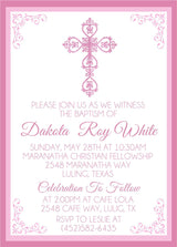 Pink And White Baptism Invitations