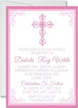 Pink And White Baptism Invitations