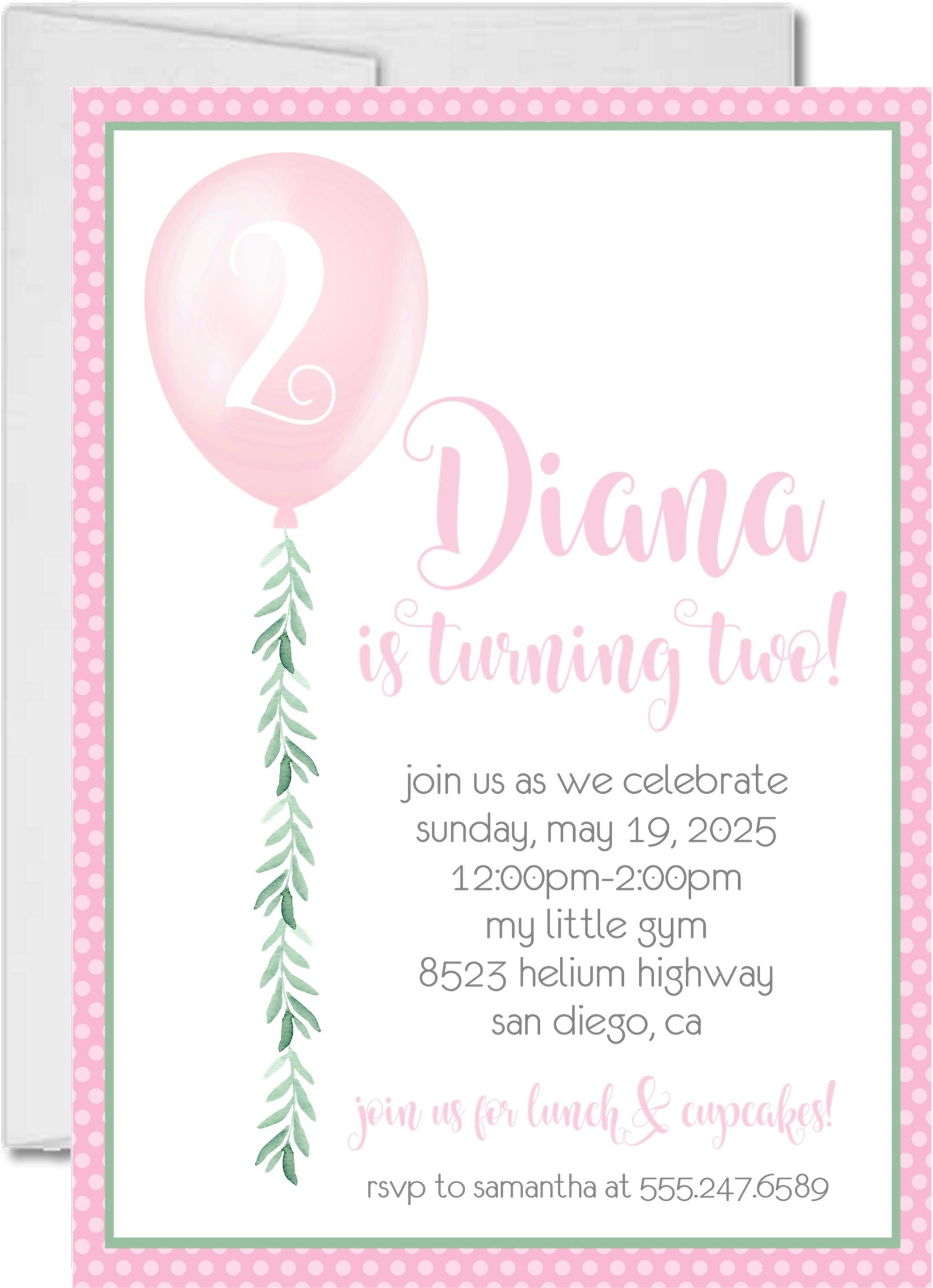 Pink Balloon Birthday Party Invitations