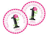 Pink & Black Floral Birthday Party Stickers