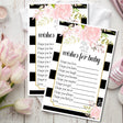 Pink, Black & White Floral Baby Shower Wish Cards