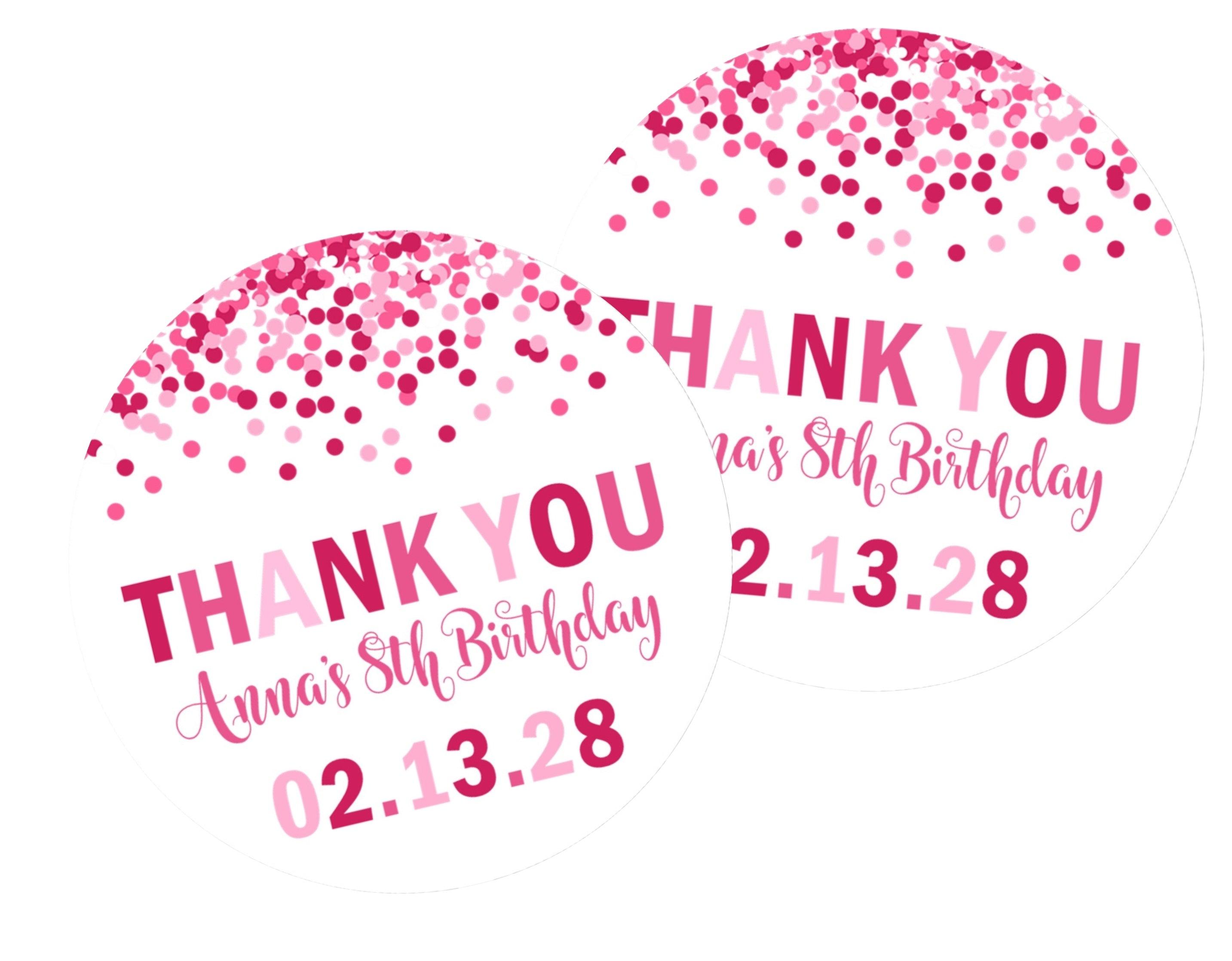 Pink Confetti Birthday Party Stickers Or Favor Tags