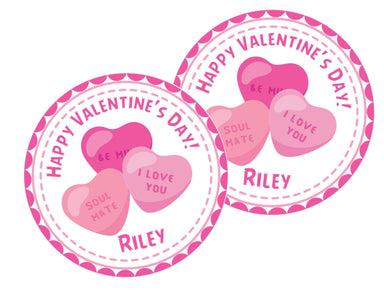 Pink Conversation Hearts Valentine's Day Stickers