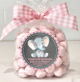 Pink Elephant Baby Shower Stickers Or Favor Tags