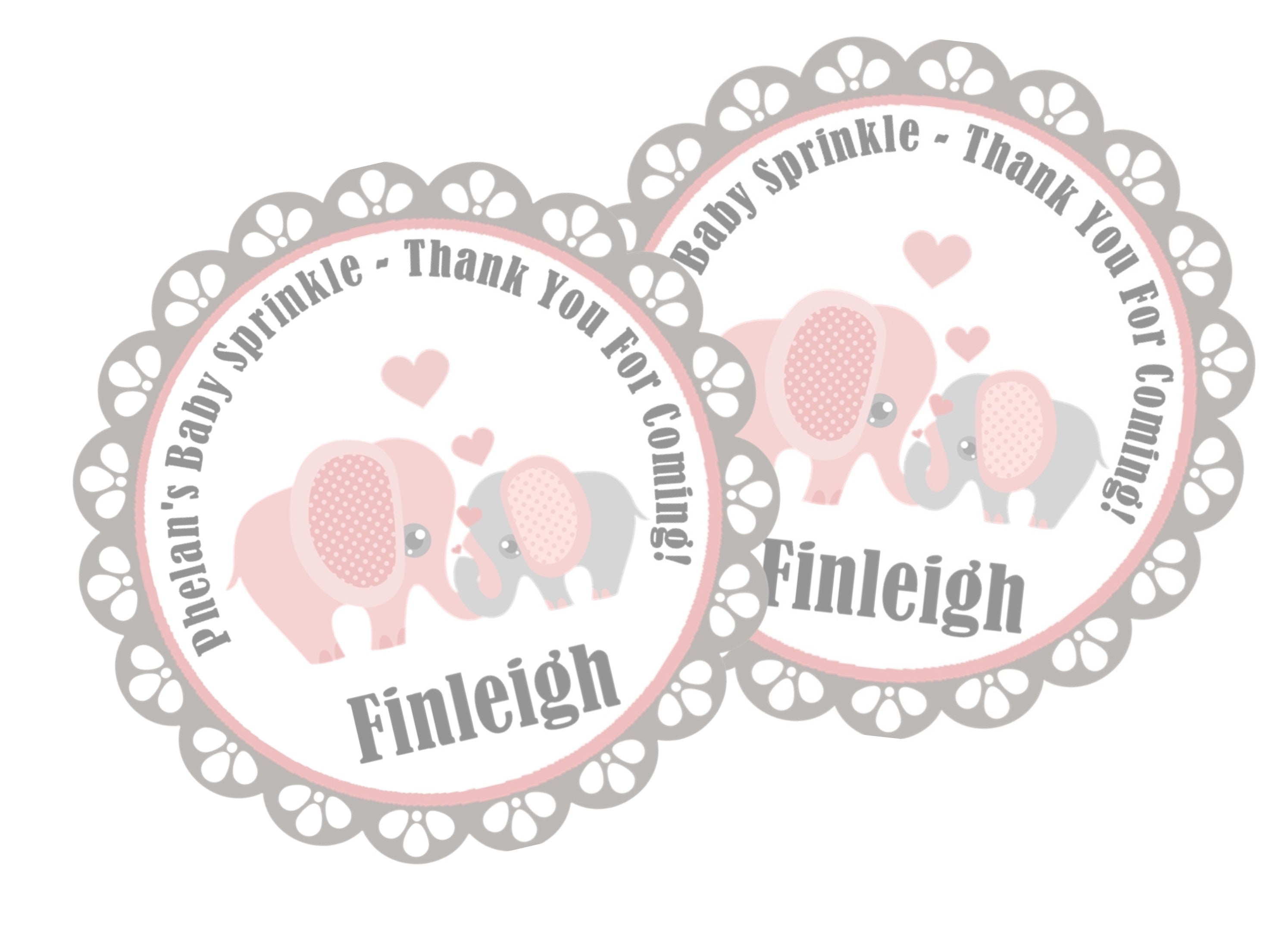 Pink Elephant Baby Shower Stickers