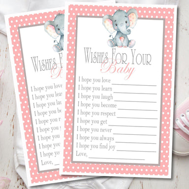 Pink Elephant Baby Wish Cards