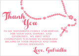 Pink First Communion Thank You Cards