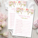 Pink Floral Baby Shower Wish Cards