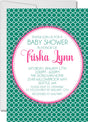 Pink & Green Quarterfoil Baby Shower Invitations