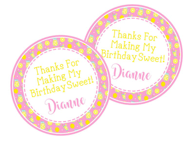 Pink Lemonade Birthday Party Stickers Or Favor Tags