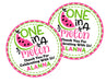 Pink One In A Melon 1st Birthday Party Stickers Or Favor Tags