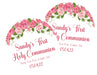 Pink Rose First Communion Stickers Or Favor Tags