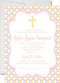 Pink, Yellow And Turquoise Baptism Invitations