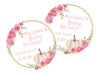 Pink and Gold Fall Pumpkin Baby Shower Stickers Or Favor Tags