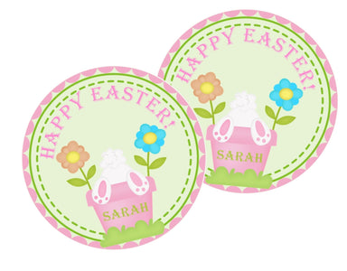 Pink and Green Easter Bunny Stickers