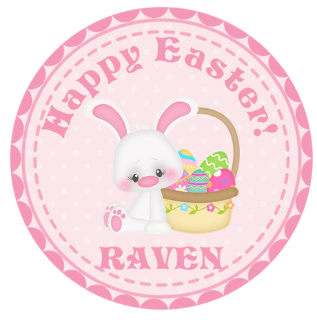 Easter Bunny Stickers – Personalized Happy Easter Favor Labels – Bunny & Easter Egg Party Stickers