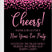 Pink and black New Year's Eve invitation with festive confetti accents and personalized event details