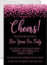 Pink and black New Year's Eve invitation with festive confetti accents and personalized event details