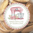 Pink and green baked with love sticker